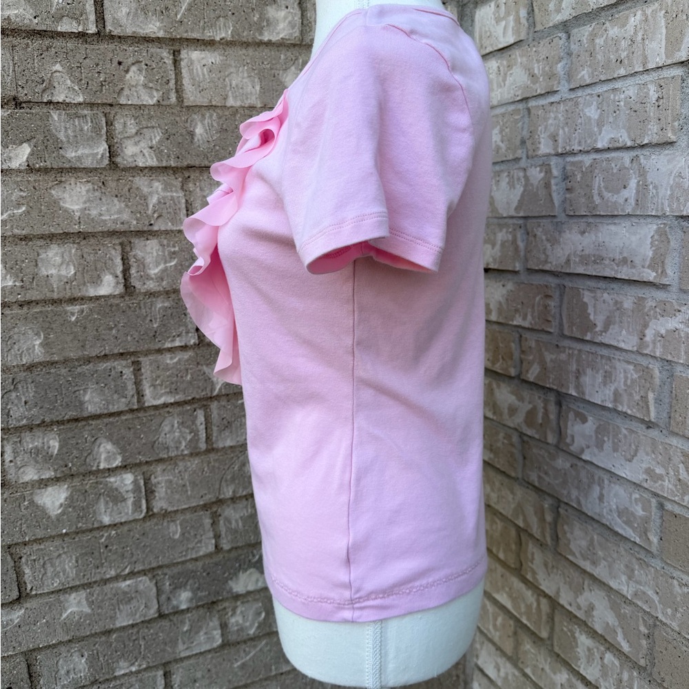 Cato Light Pink Ruffle Front Tee - Picture 2 of 5